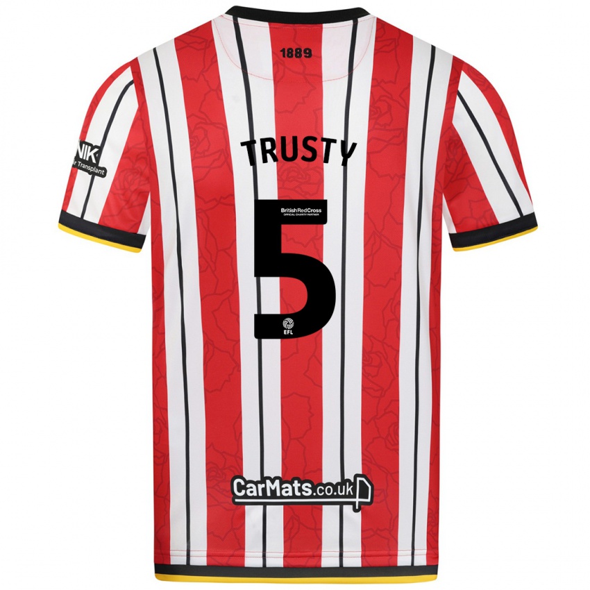 Hombre Camiseta Auston Trusty #5 Rojo Blanco Rayas 1ª Equipación 2024/25 La Camisa Argentina