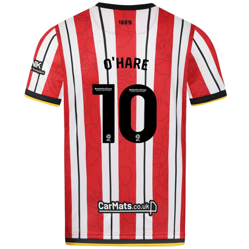 Hombre Camiseta Callum O'hare #10 Rojo Blanco Rayas 1ª Equipación 2024/25 La Camisa Argentina