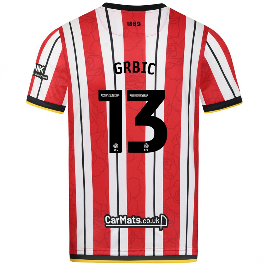 Hombre Camiseta Ivo Grbic #13 Rojo Blanco Rayas 1ª Equipación 2024/25 La Camisa Argentina