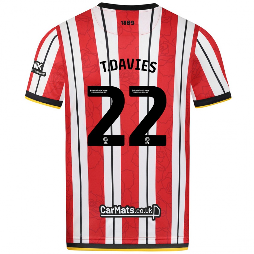 Hombre Camiseta Tom Davies #22 Rojo Blanco Rayas 1ª Equipación 2024/25 La Camisa Argentina