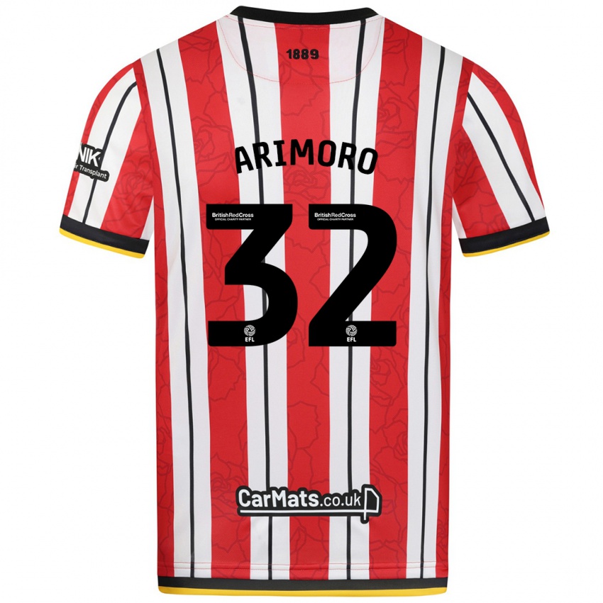 Hombre Camiseta Juliet Khinde Adebowale-Arimoro #32 Rojo Blanco Rayas 1ª Equipación 2024/25 La Camisa Argentina