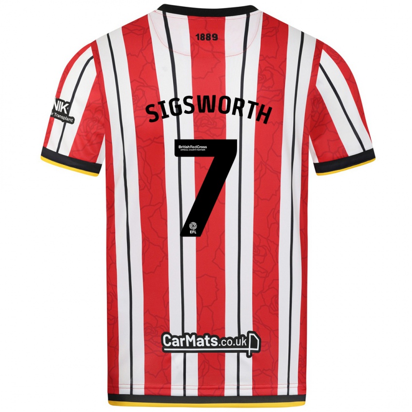 Hombre Camiseta Jess Sigsworth #7 Rojo Blanco Rayas 1ª Equipación 2024/25 La Camisa Argentina