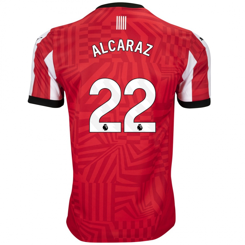 Hombre Camiseta Carlos Alcaraz #22 Rojo Blanco 1ª Equipación 2024/25 La Camisa Argentina