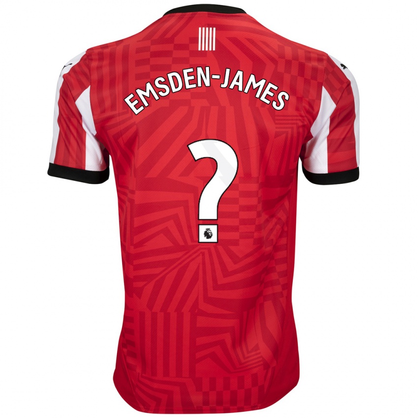 Hombre Camiseta Harley Emsden-James #0 Rojo Blanco 1ª Equipación 2024/25 La Camisa Argentina