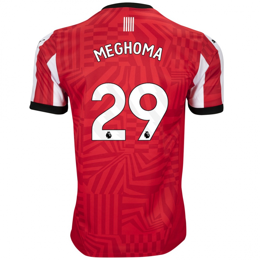 Hombre Camiseta Jayden Meghoma #29 Rojo Blanco 1ª Equipación 2024/25 La Camisa Argentina