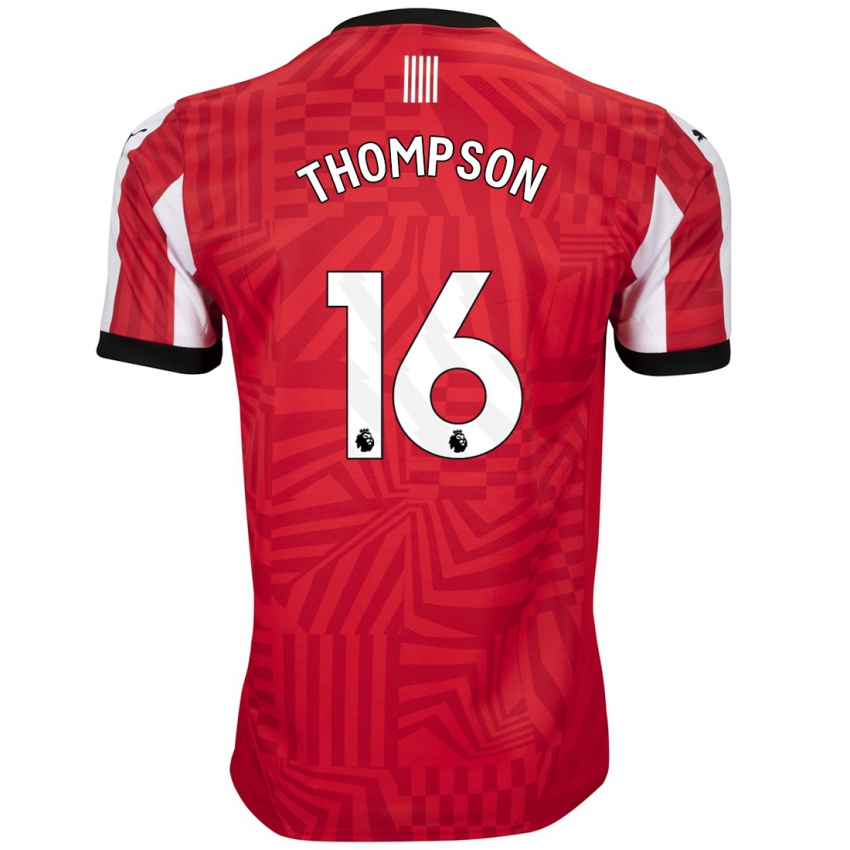 Hombre Camiseta Emma Thompson #16 Rojo Blanco 1ª Equipación 2024/25 La Camisa Argentina