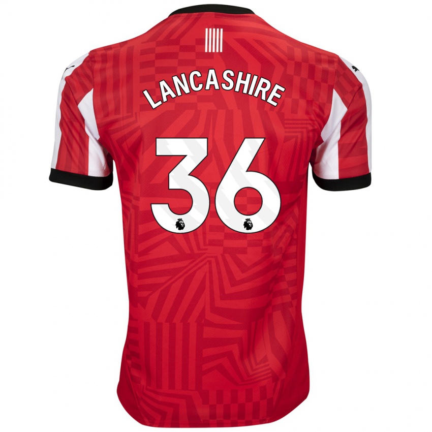 Hombre Camiseta Olly Lancashire #36 Rojo Blanco 1ª Equipación 2024/25 La Camisa Argentina