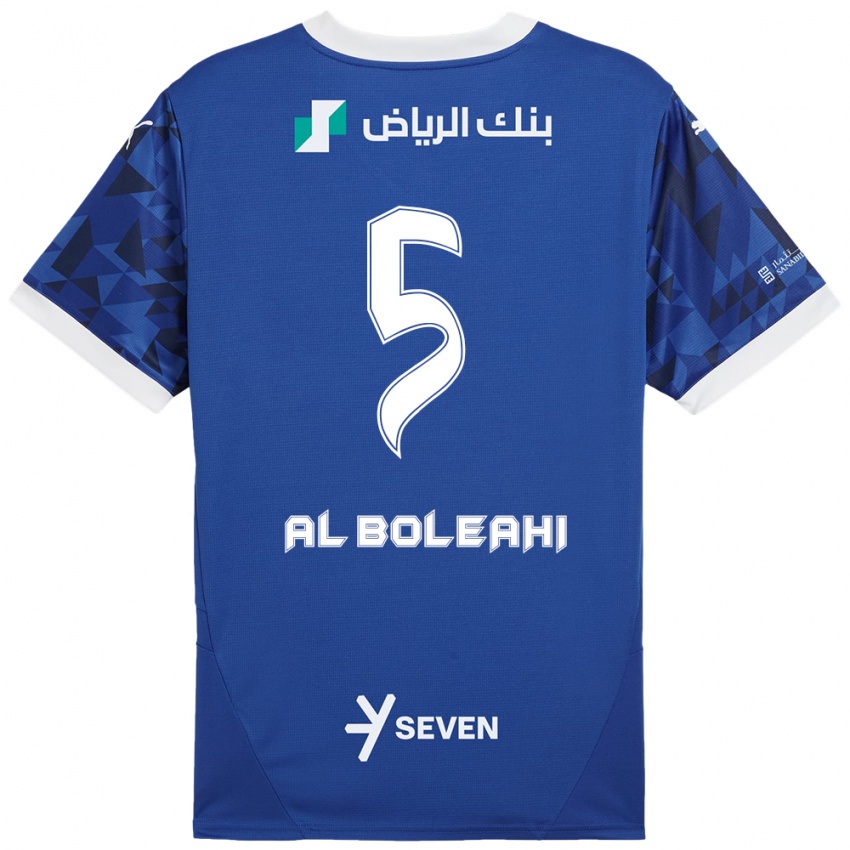 Hombre Camiseta Ali Al-Boleahi #5 Azul Oscuro Blanco 1ª Equipación 2024/25 La Camisa Argentina