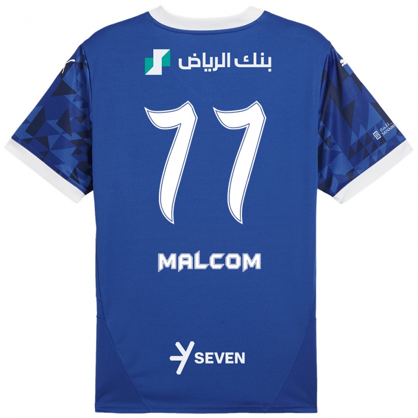 Hombre Camiseta Malcom #77 Azul Oscuro Blanco 1ª Equipación 2024/25 La Camisa Argentina