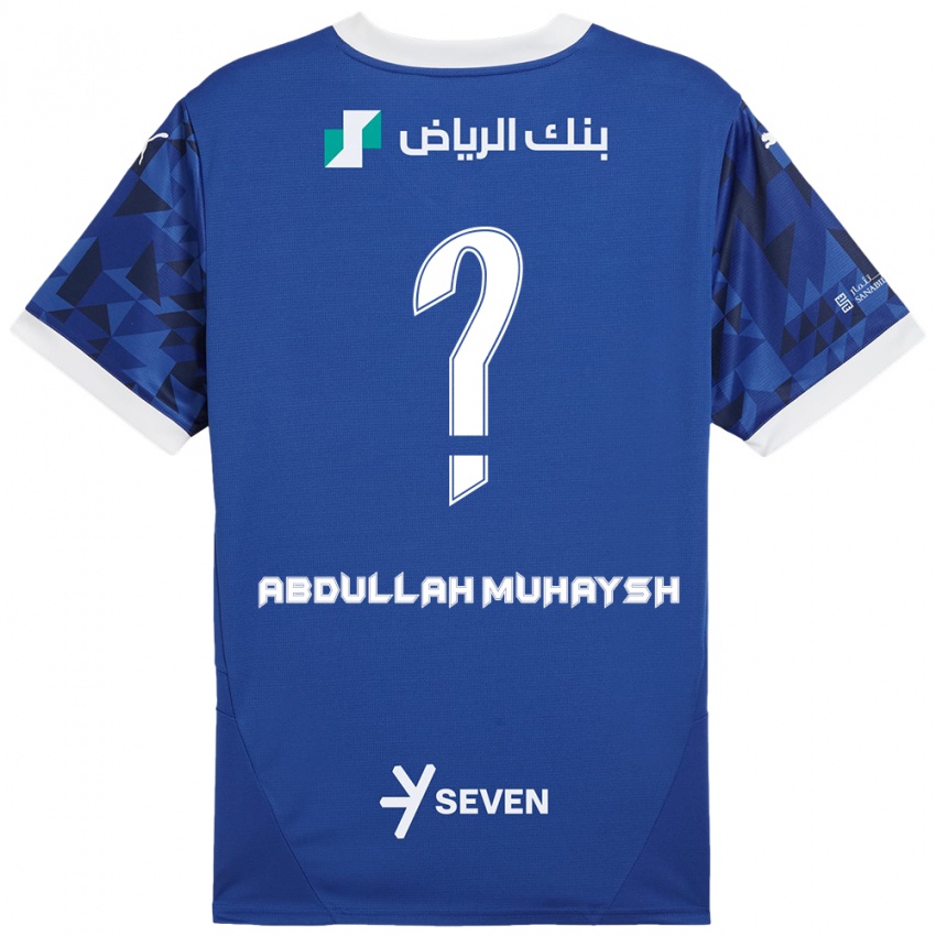 Hombre Camiseta Mohammed Abdullah Muhaysh #0 Azul Oscuro Blanco 1ª Equipación 2024/25 La Camisa Argentina