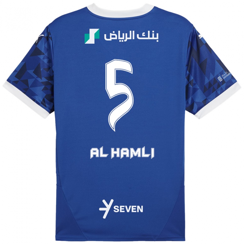 Hombre Camiseta Noura Al-Hamli #5 Azul Oscuro Blanco 1ª Equipación 2024/25 La Camisa Argentina