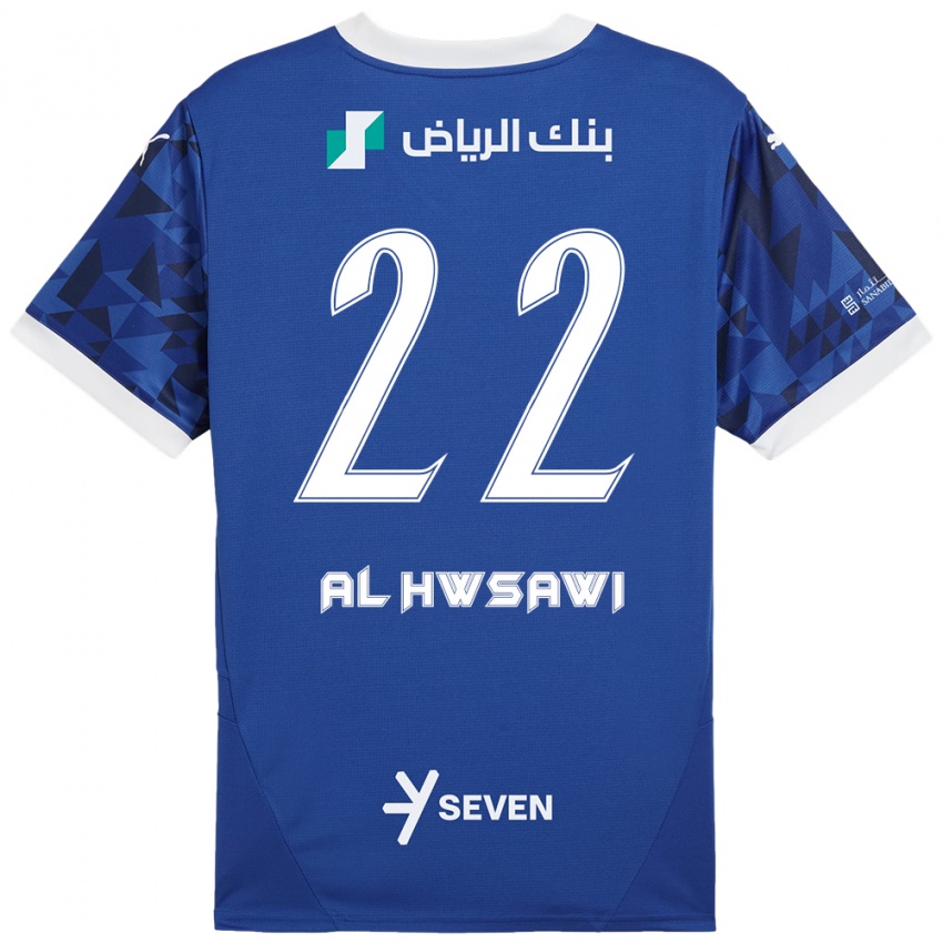 Hombre Camiseta Shorouq Al-Hwsawi #22 Azul Oscuro Blanco 1ª Equipación 2024/25 La Camisa Argentina