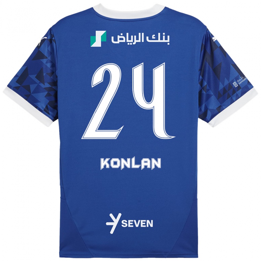 Hombre Camiseta Cynthia Konlan #24 Azul Oscuro Blanco 1ª Equipación 2024/25 La Camisa Argentina