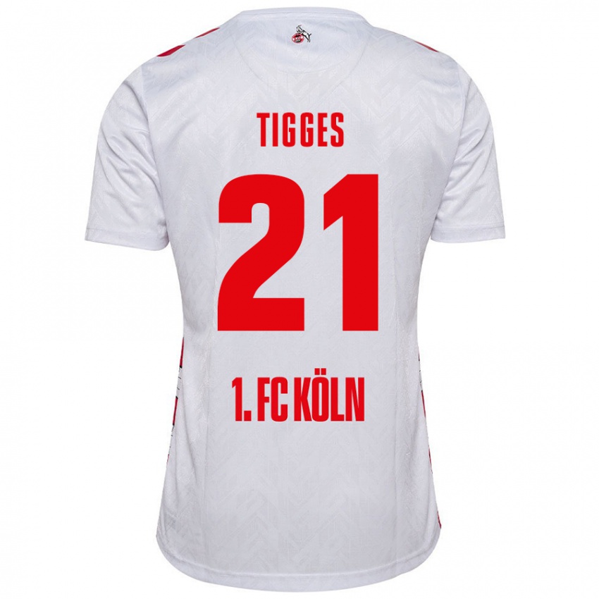 Hombre Camiseta Steffen Tigges #21 Blanco Rojo 1ª Equipación 2024/25 La Camisa Argentina