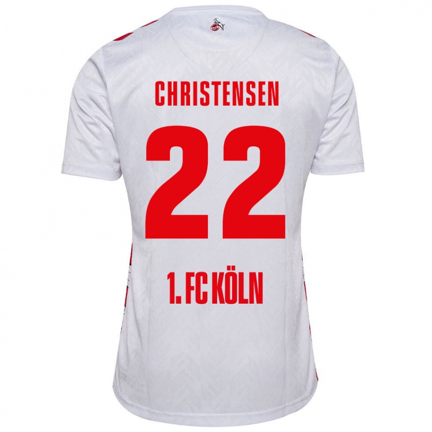 Hombre Camiseta Jacob Christensen #22 Blanco Rojo 1ª Equipación 2024/25 La Camisa Argentina