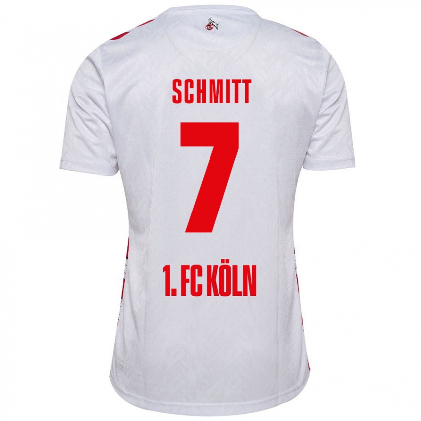 Hombre Camiseta Oliver Schmitt #7 Blanco Rojo 1ª Equipación 2024/25 La Camisa Argentina