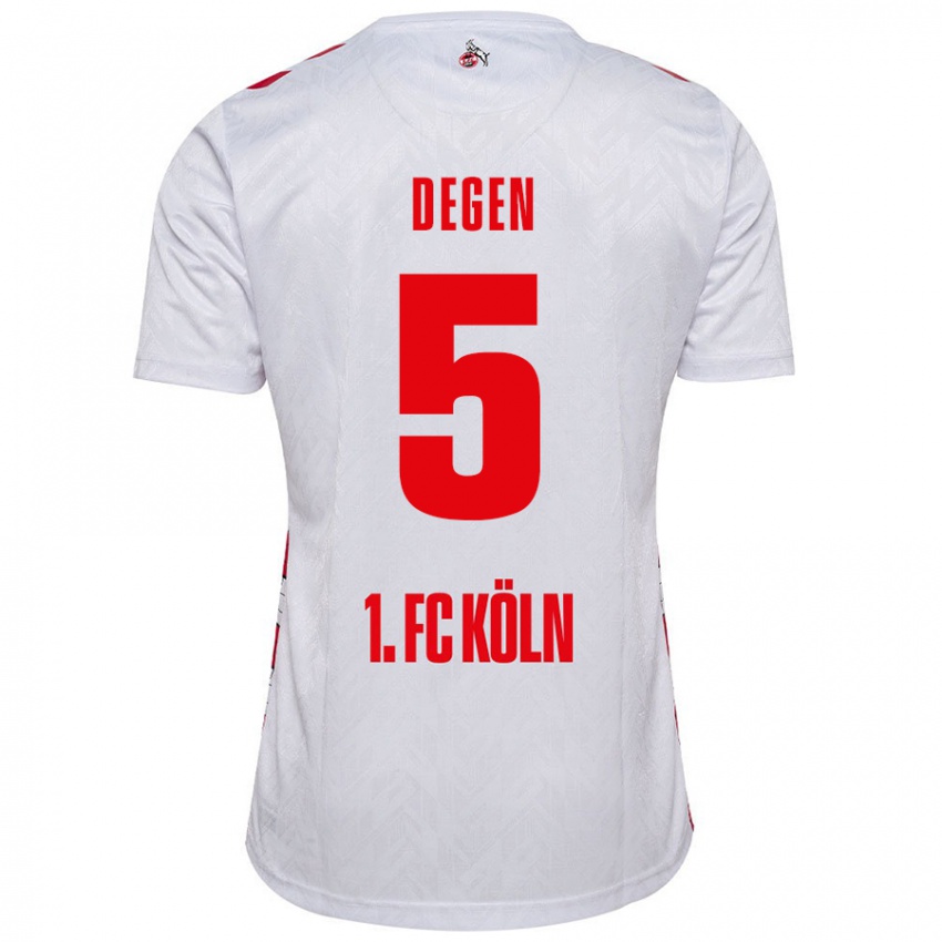 Hombre Camiseta Celina Degen #5 Blanco Rojo 1ª Equipación 2024/25 La Camisa Argentina