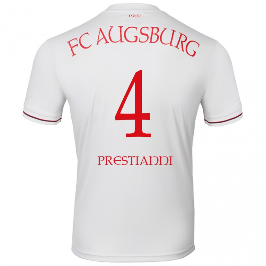 Hombre Camiseta Luis Prestianni #4 Blanco 1ª Equipación 2024/25 La Camisa Argentina