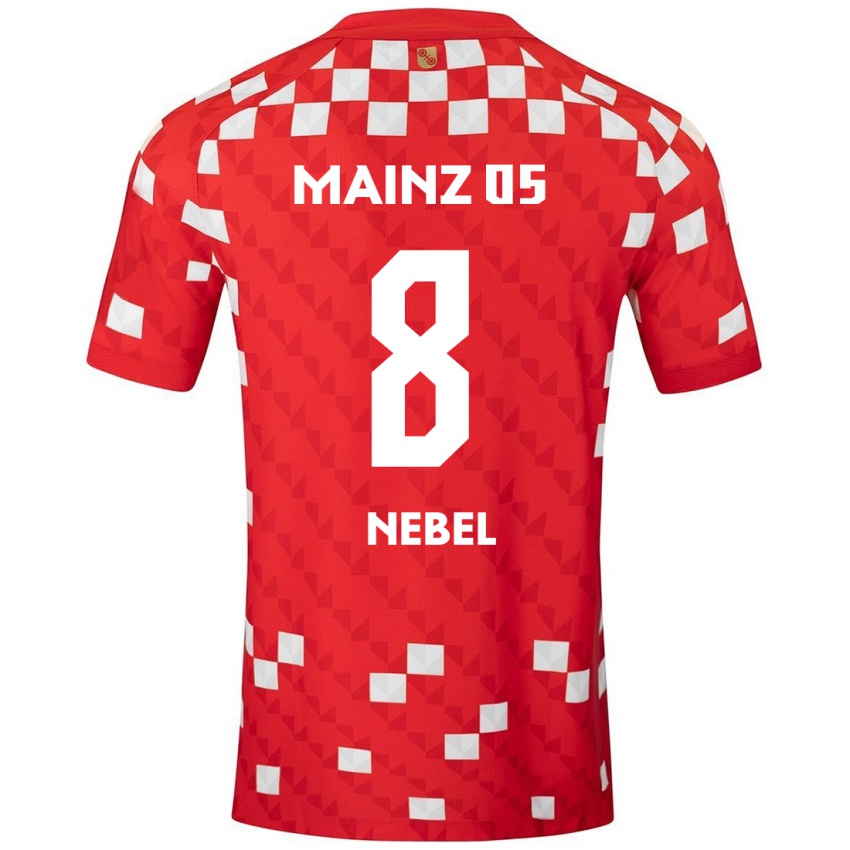 Hombre Camiseta Paul Nebel #8 Blanco Rojo 1ª Equipación 2024/25 La Camisa Argentina