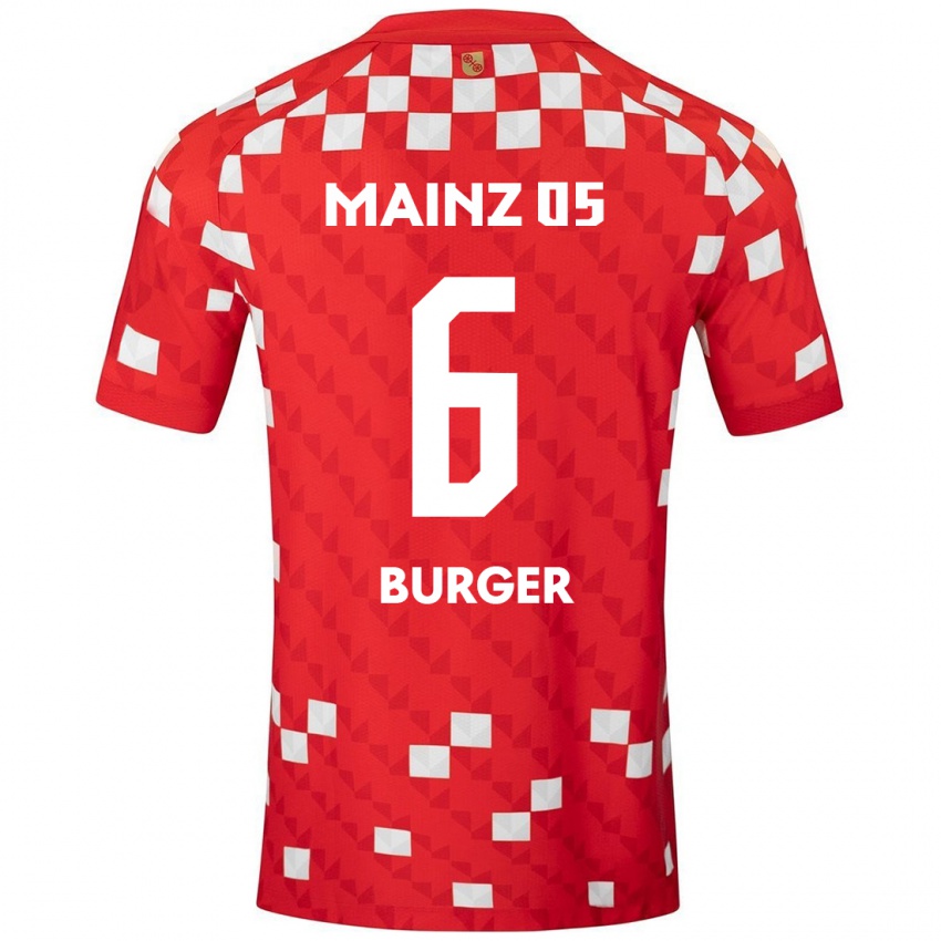 Hombre Camiseta Korbinian Burger #6 Blanco Rojo 1ª Equipación 2024/25 La Camisa Argentina