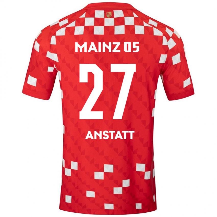 Hombre Camiseta Nadine Anstatt #27 Blanco Rojo 1ª Equipación 2024/25 La Camisa Argentina