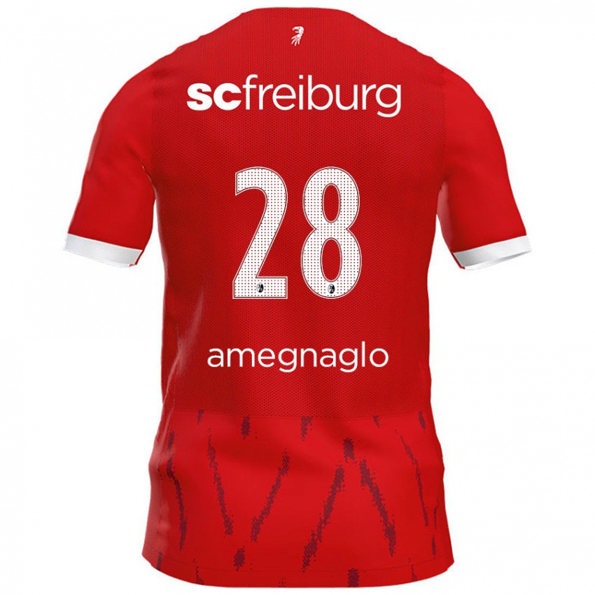 Hombre Camiseta David Amegnaglo #28 Rojo 1ª Equipación 2024/25 La Camisa Argentina