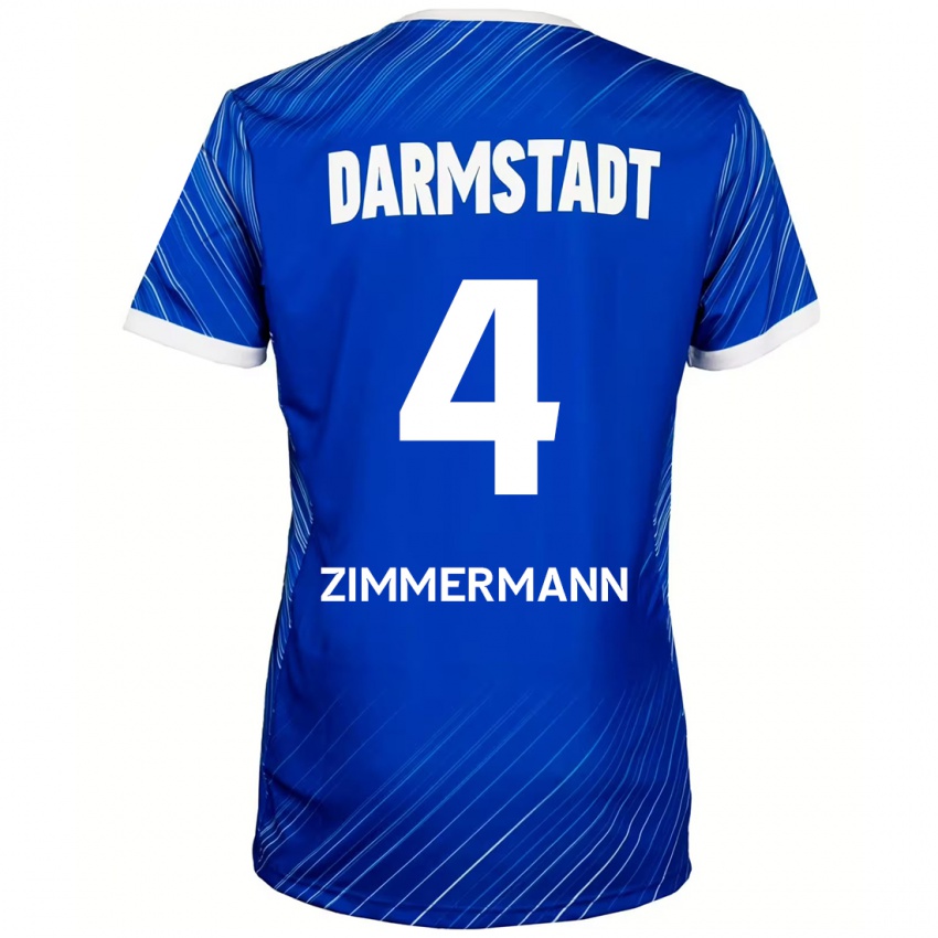 Hombre Camiseta Christoph Zimmermann #4 Azul Blanco 1ª Equipación 2024/25 La Camisa Argentina