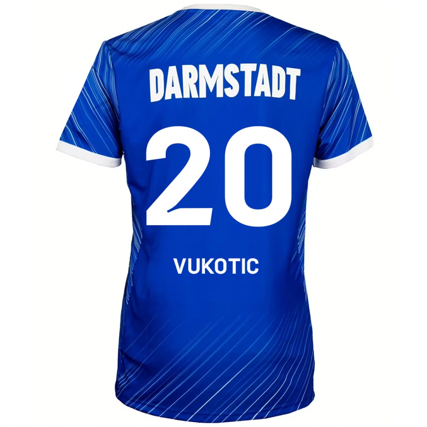 Hombre Camiseta Aleksandar Vukotic #20 Azul Blanco 1ª Equipación 2024/25 La Camisa Argentina