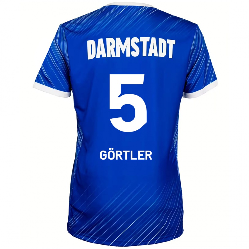 Hombre Camiseta Bastian Görtler #5 Azul Blanco 1ª Equipación 2024/25 La Camisa Argentina