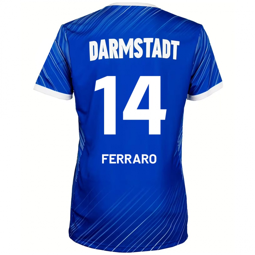 Hombre Camiseta Enzo Ferraro #14 Azul Blanco 1ª Equipación 2024/25 La Camisa Argentina