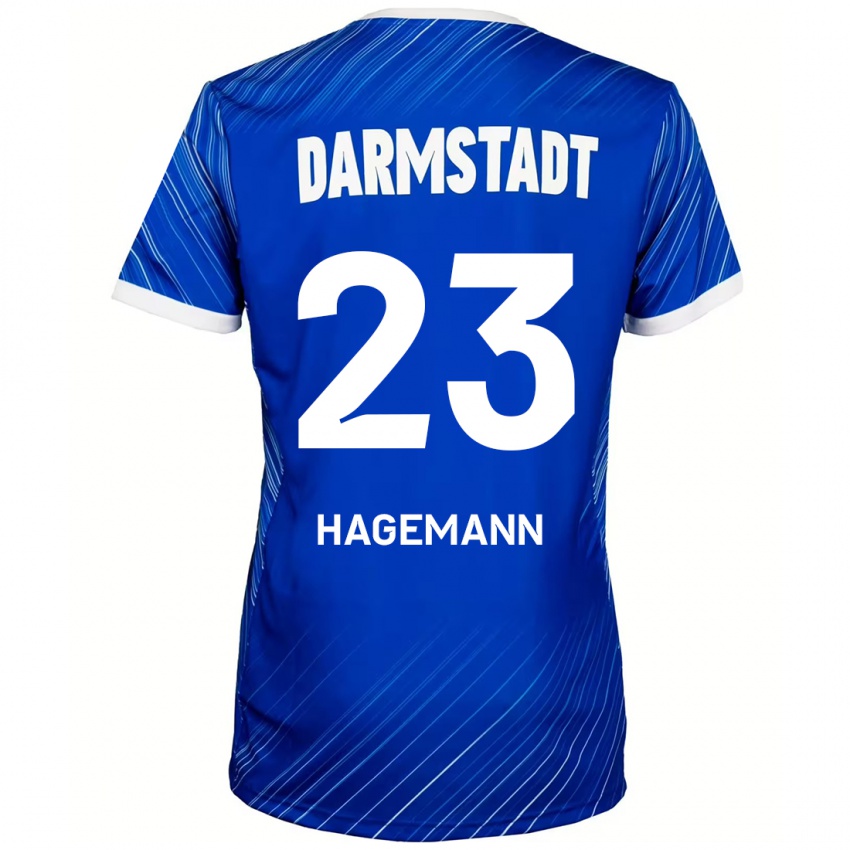 Hombre Camiseta Emil Hagemann #23 Azul Blanco 1ª Equipación 2024/25 La Camisa Argentina