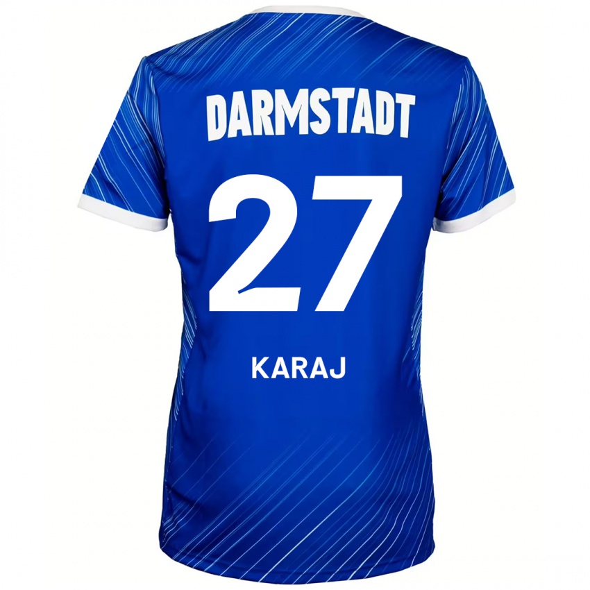 Hombre Camiseta Eraldo Karaj #27 Azul Blanco 1ª Equipación 2024/25 La Camisa Argentina