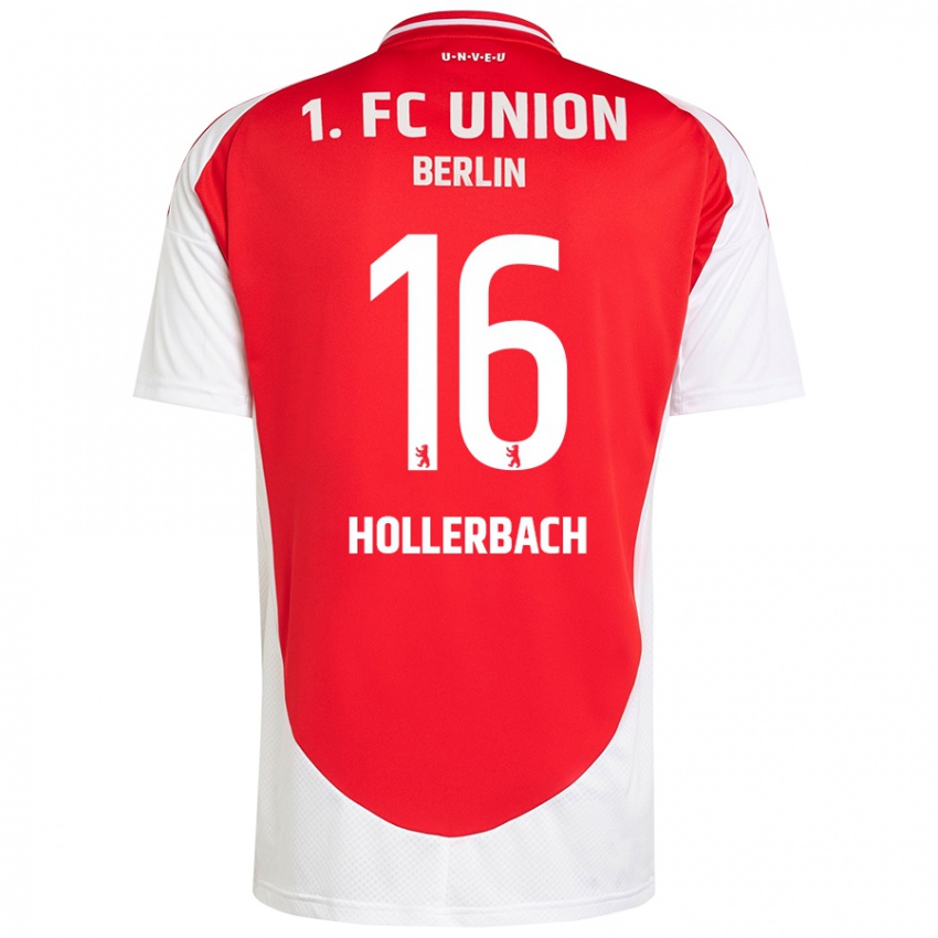 Hombre Camiseta Benedict Hollerbach #16 Rojo Blanco 1ª Equipación 2024/25 La Camisa Argentina