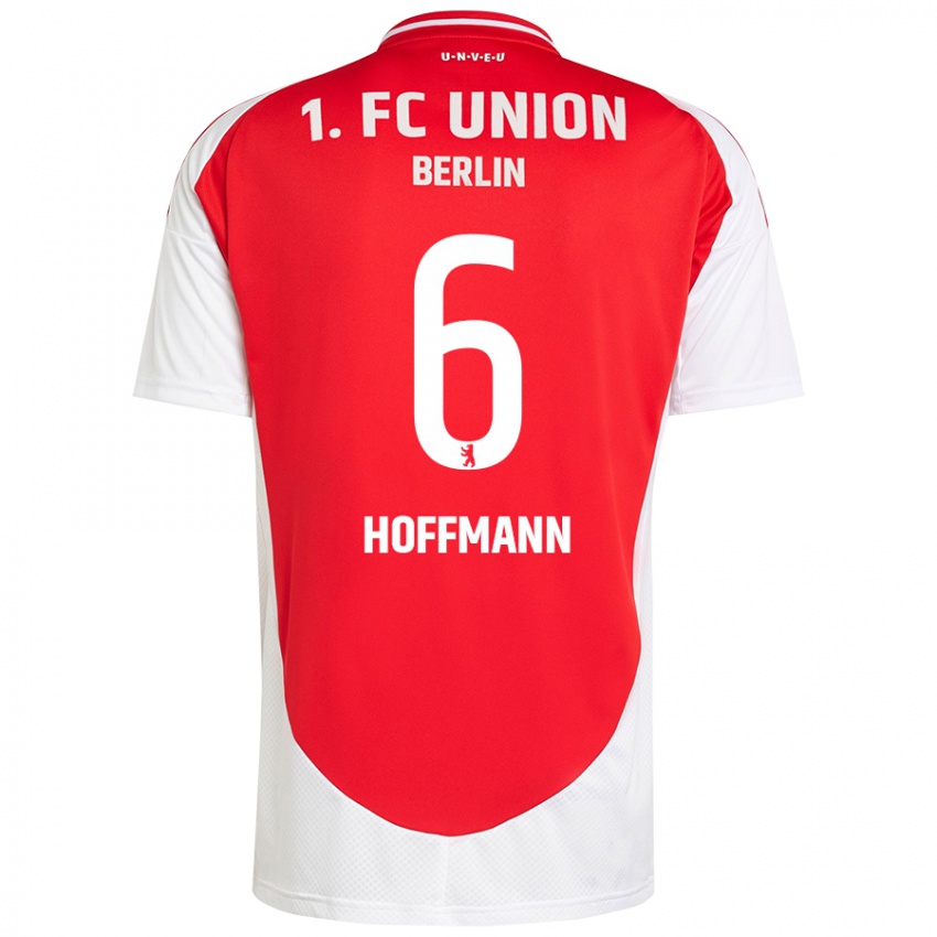 Hombre Camiseta Finn Hoffmann #6 Rojo Blanco 1ª Equipación 2024/25 La Camisa Argentina