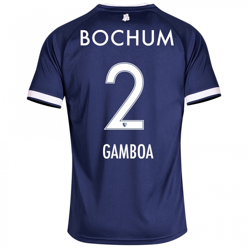 Hombre Camiseta Cristian Gamboa #2 Azul Oscuro 1ª Equipación 2024/25 La Camisa Argentina