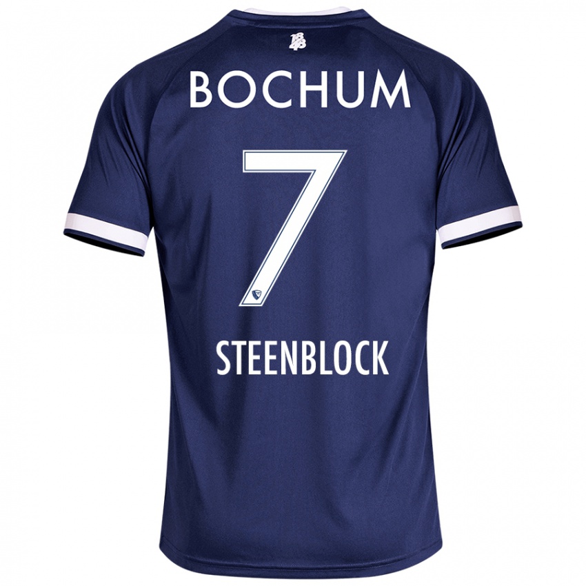 Hombre Camiseta Jannis Steenblock #7 Azul Oscuro 1ª Equipación 2024/25 La Camisa Argentina