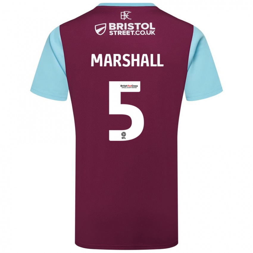 Hombre Camiseta Georgia Marshall #5 Borgoña Azul Cielo 1ª Equipación 2024/25 La Camisa Argentina