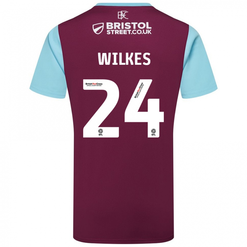 Hombre Camiseta Tilly Wilkes #24 Borgoña Azul Cielo 1ª Equipación 2024/25 La Camisa Argentina