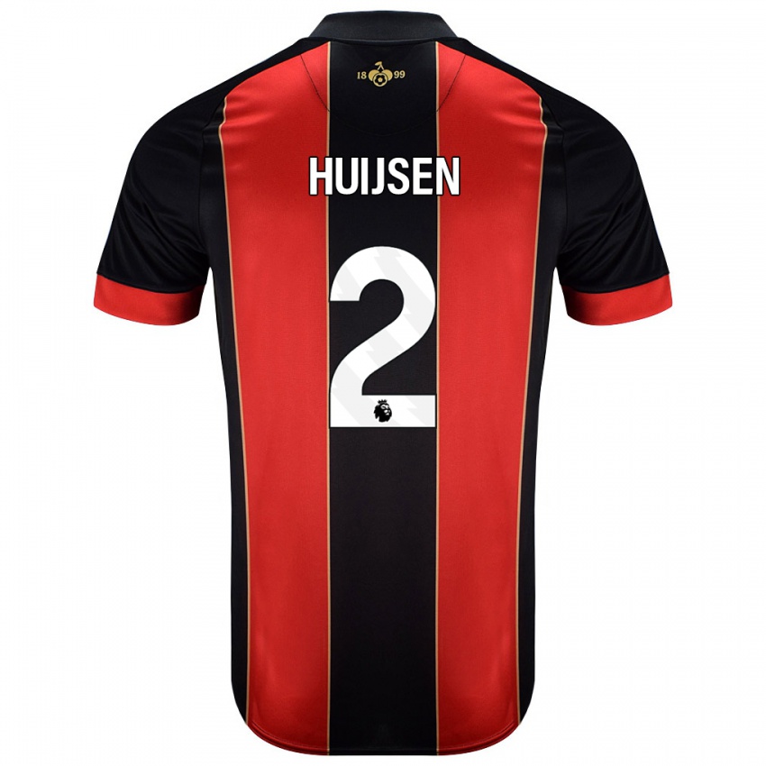 Hombre Camiseta Dean Huijsen #2 Rojo Negro 1ª Equipación 2024/25 La Camisa Argentina