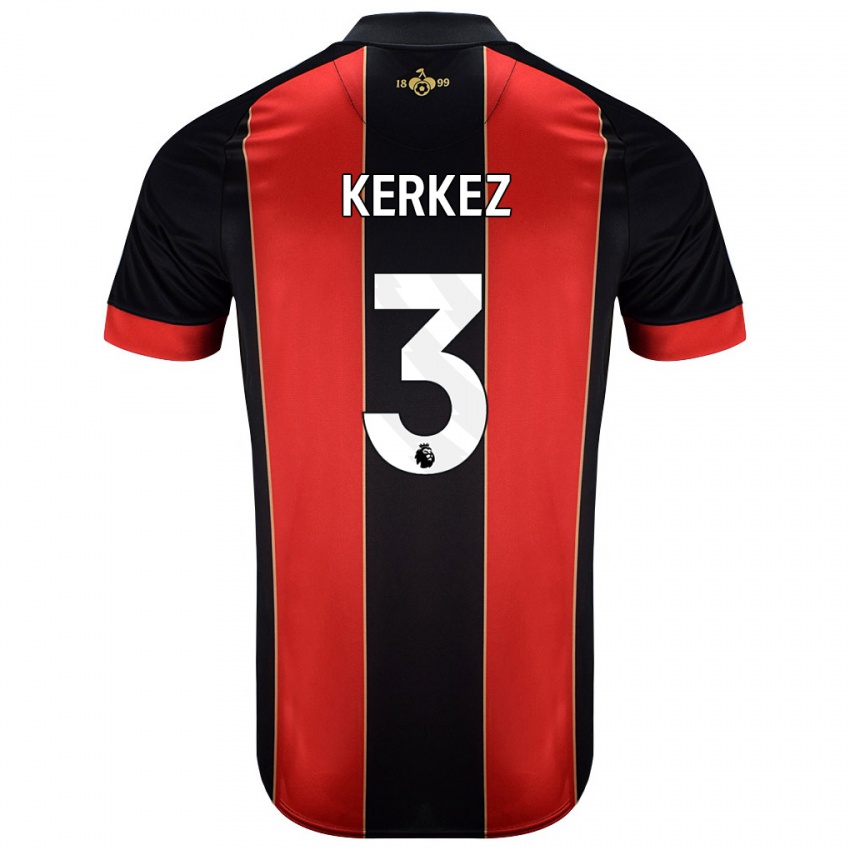 Hombre Camiseta Milos Kerkez #3 Rojo Negro 1ª Equipación 2024/25 La Camisa Argentina