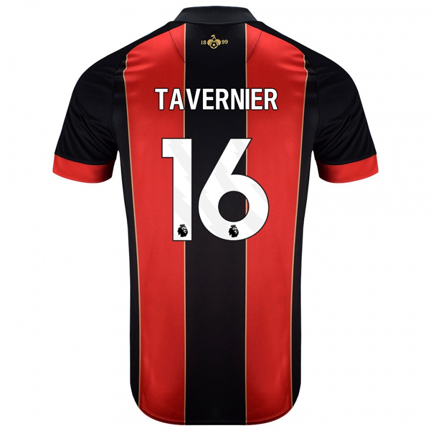 Hombre Camiseta Marcus Tavernier #16 Rojo Negro 1ª Equipación 2024/25 La Camisa Argentina