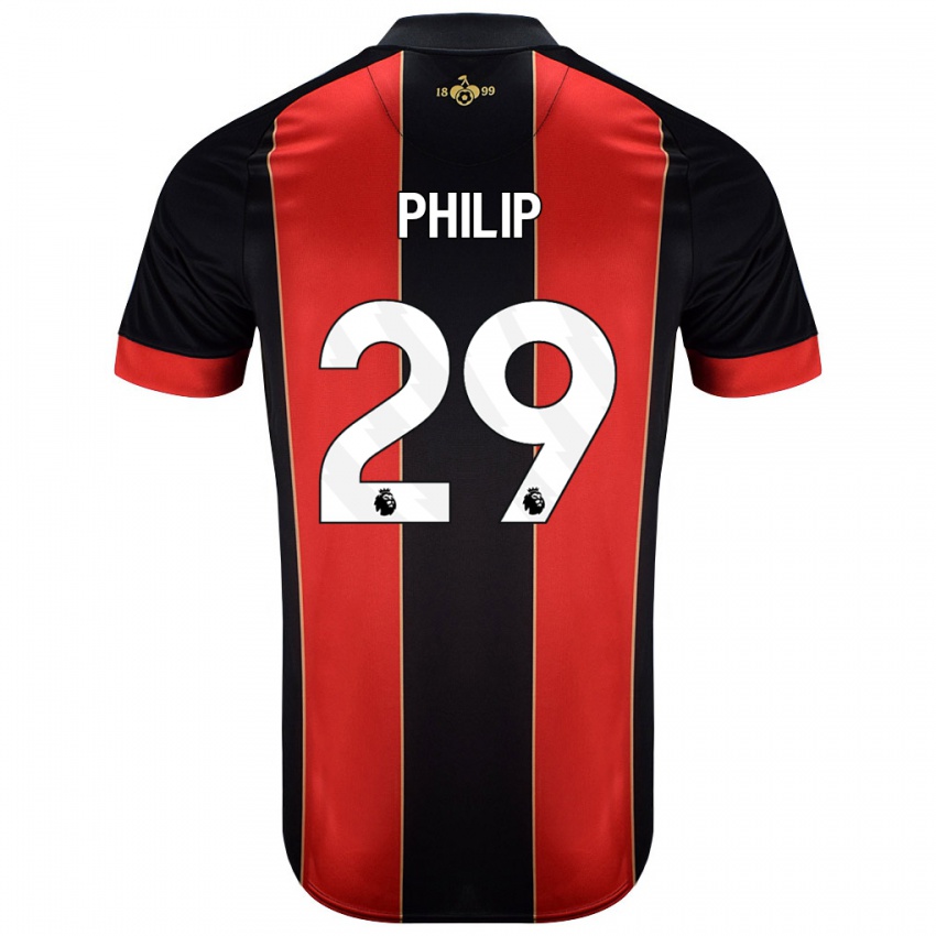 Hombre Camiseta Philip Billing #29 Rojo Negro 1ª Equipación 2024/25 La Camisa Argentina