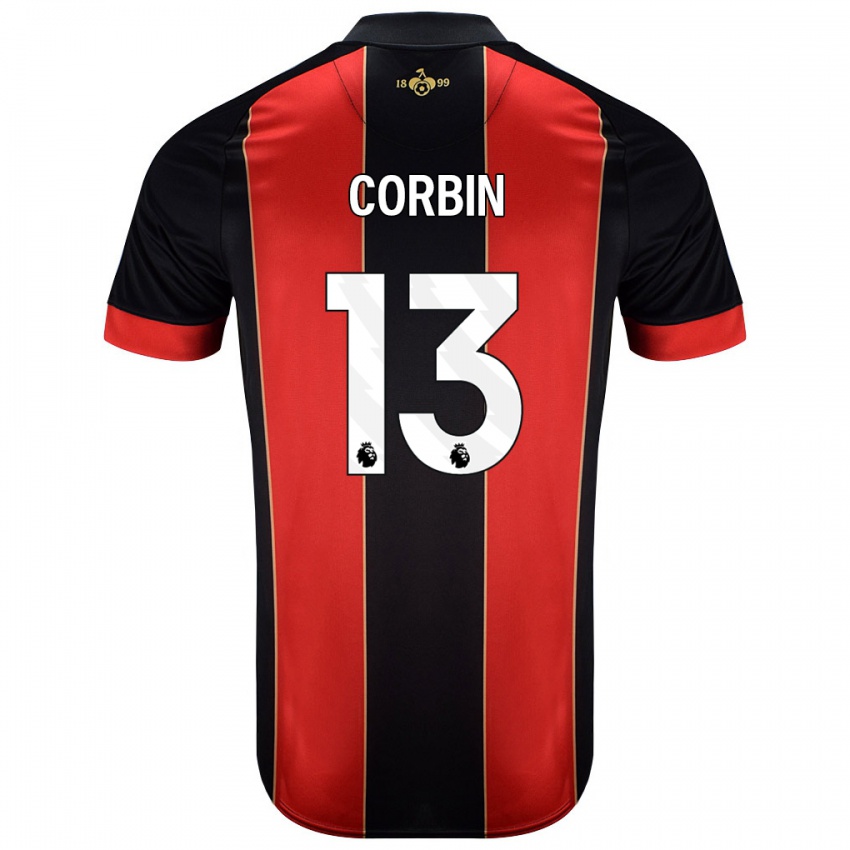 Hombre Camiseta Helen Corbin #13 Rojo Negro 1ª Equipación 2024/25 La Camisa Argentina