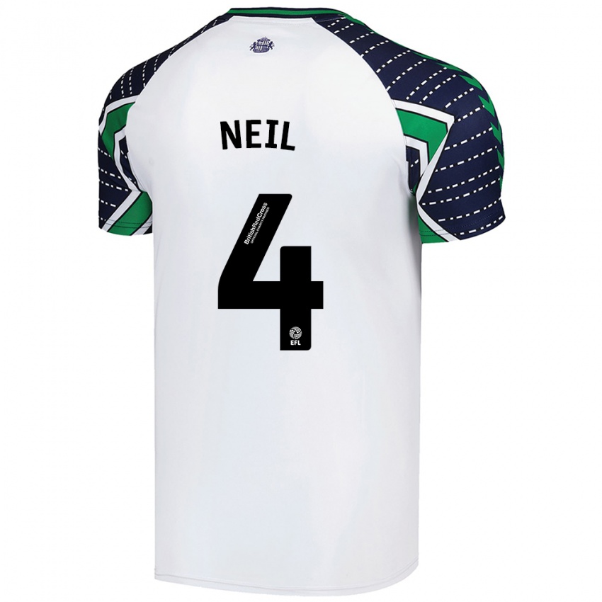 Hombre Camiseta Dan Neil #4 Blanco 2ª Equipación 2024/25 La Camisa Argentina