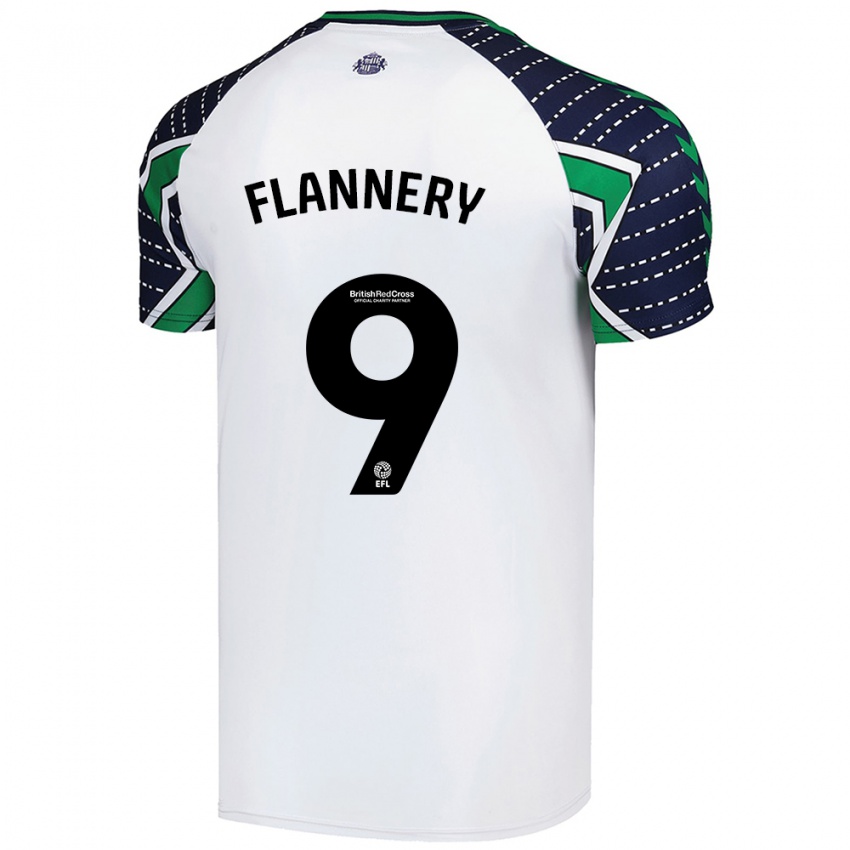 Hombre Camiseta Keira Flannery #9 Blanco 2ª Equipación 2024/25 La Camisa Argentina