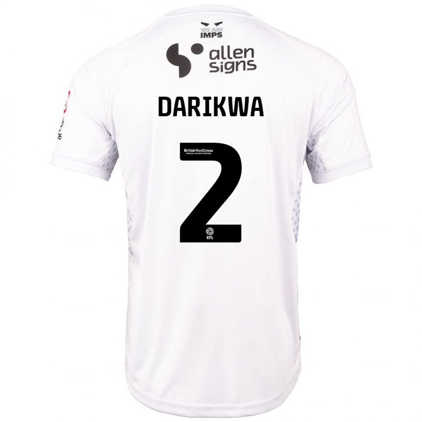 Hombre Camiseta Tendayi Darikwa #2 Rojo Blanco 2ª Equipación 2024/25 La Camisa Argentina