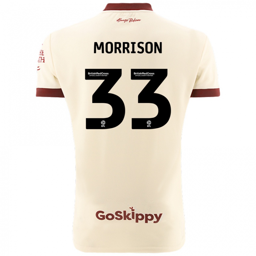 Hombre Camiseta Elijah Morrison #33 Crema Blanco 2ª Equipación 2024/25 La Camisa Argentina