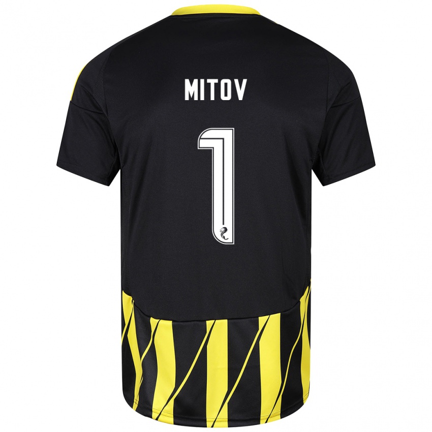 Hombre Camiseta Dimitar Mitov #1 Negro Amarillo 2ª Equipación 2024/25 La Camisa Argentina