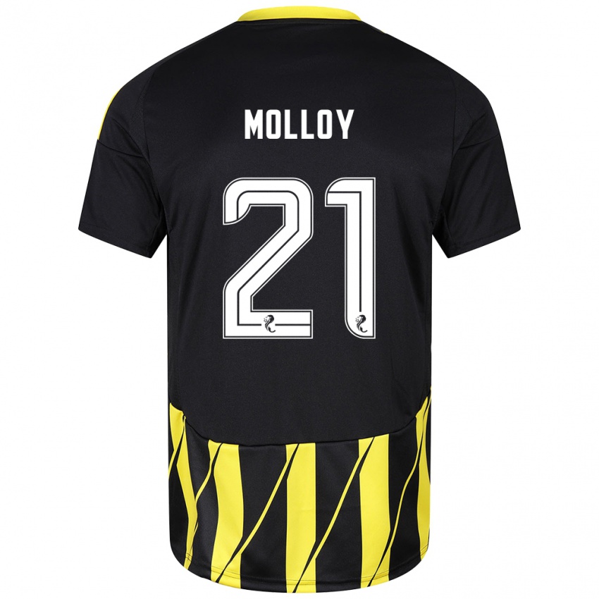 Hombre Camiseta Gavin Molloy #21 Negro Amarillo 2ª Equipación 2024/25 La Camisa Argentina