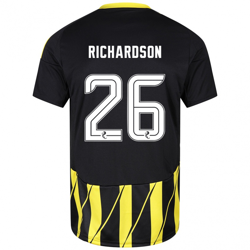 Hombre Camiseta Jayden Richardson #26 Negro Amarillo 2ª Equipación 2024/25 La Camisa Argentina